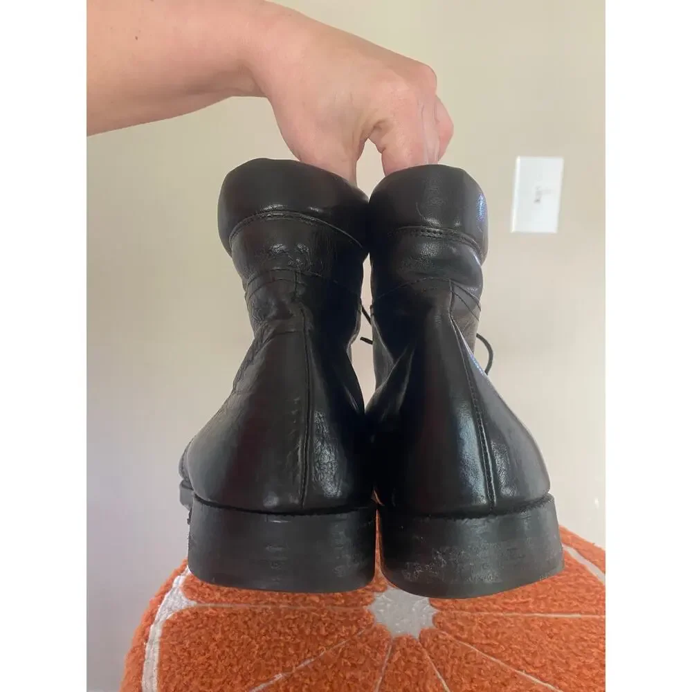 Kenneth Cole NY black leather lace up boots casual size 13 mens Italy
